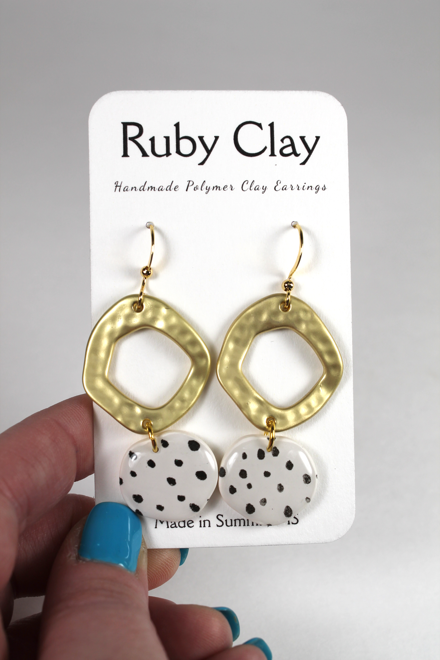 Funky Polka Dot Gold Dangles