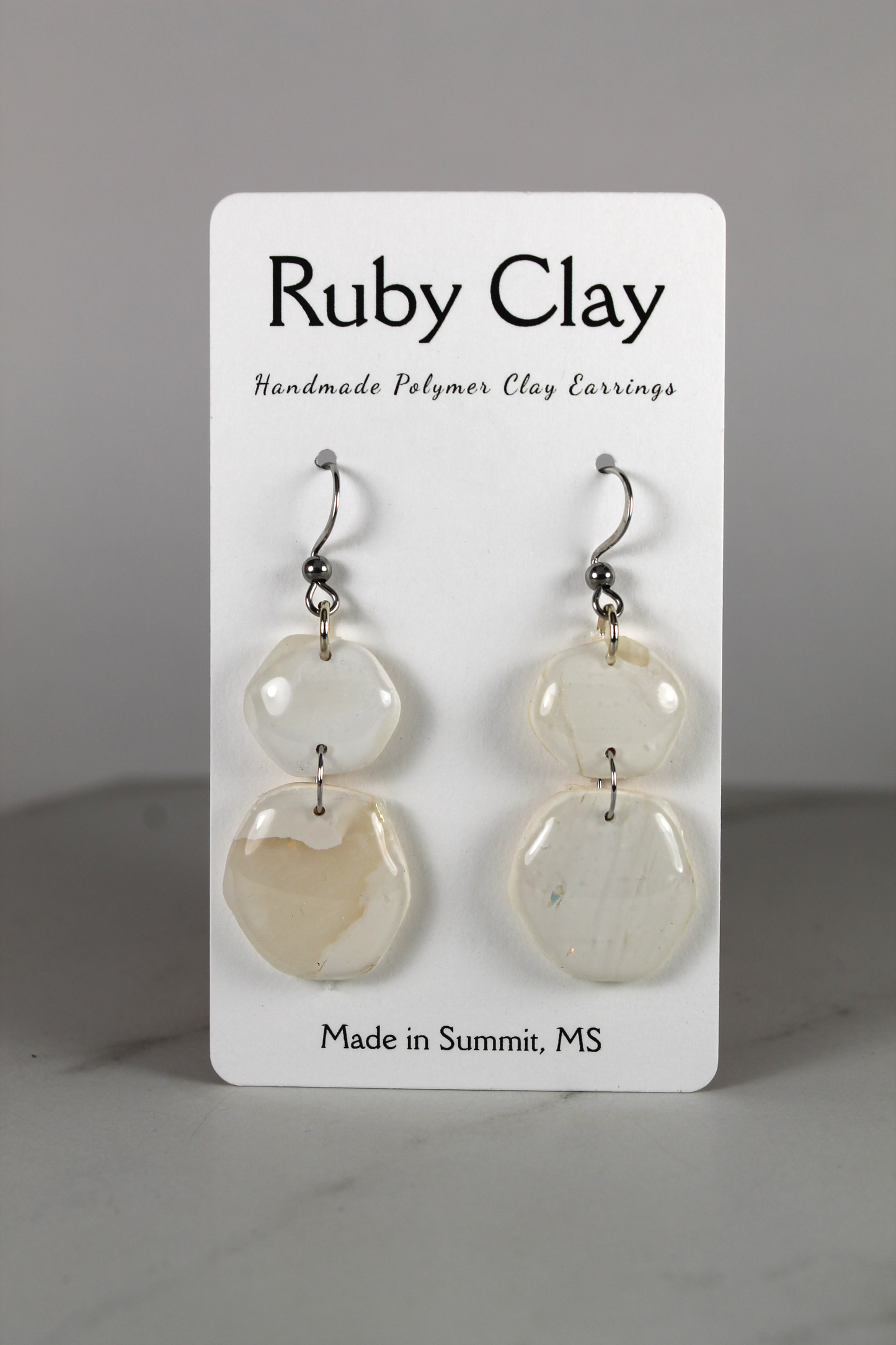 Opal & Cream Circle Dangle