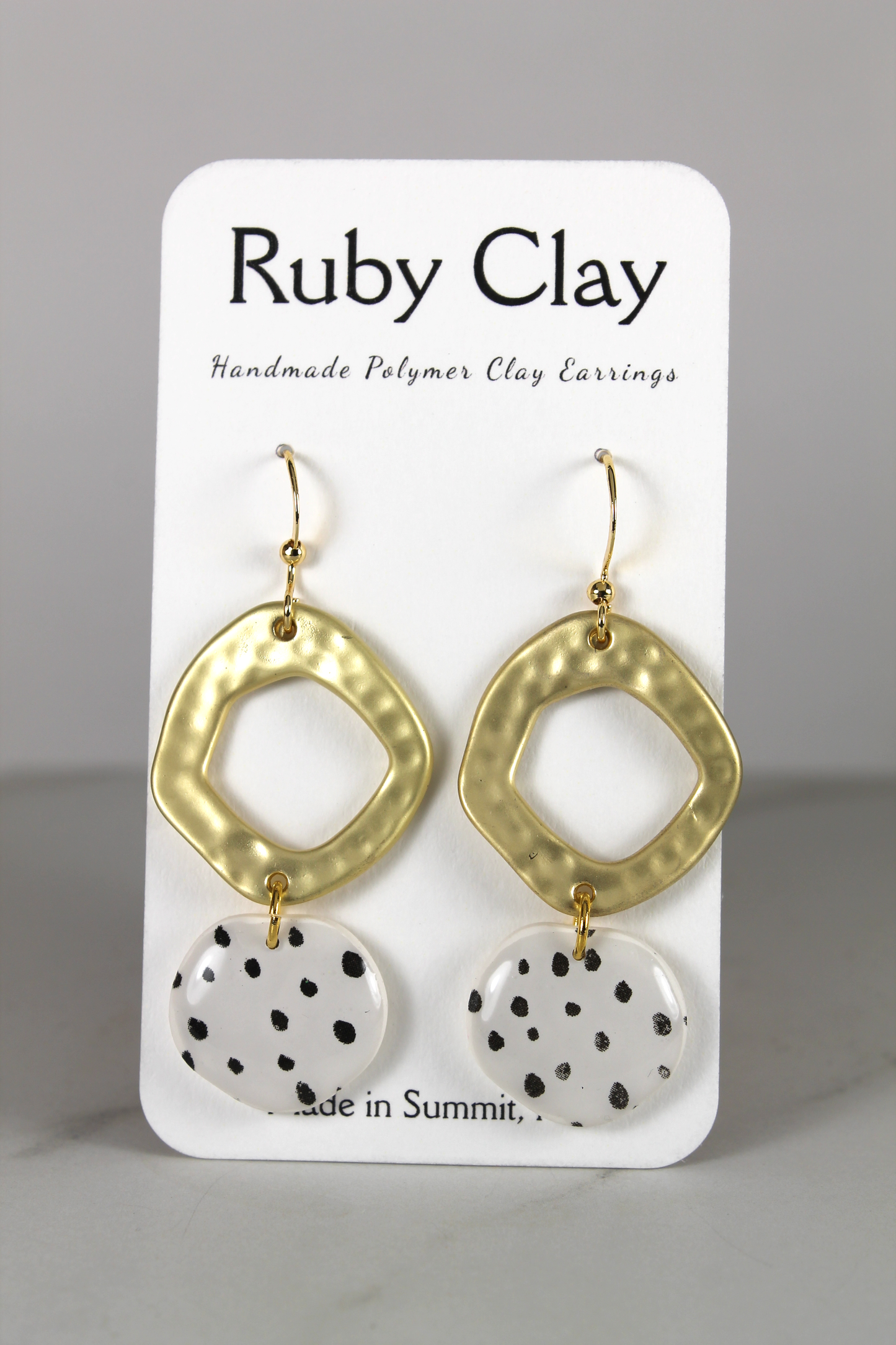Funky Polka Dot Gold Dangles