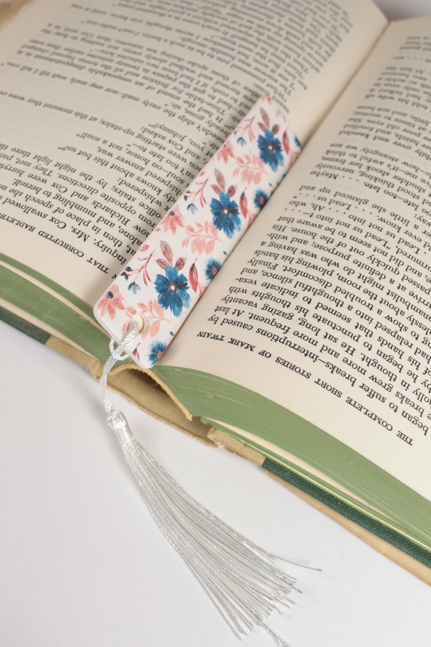 Blue Floral Bookmarks w/ Tassel