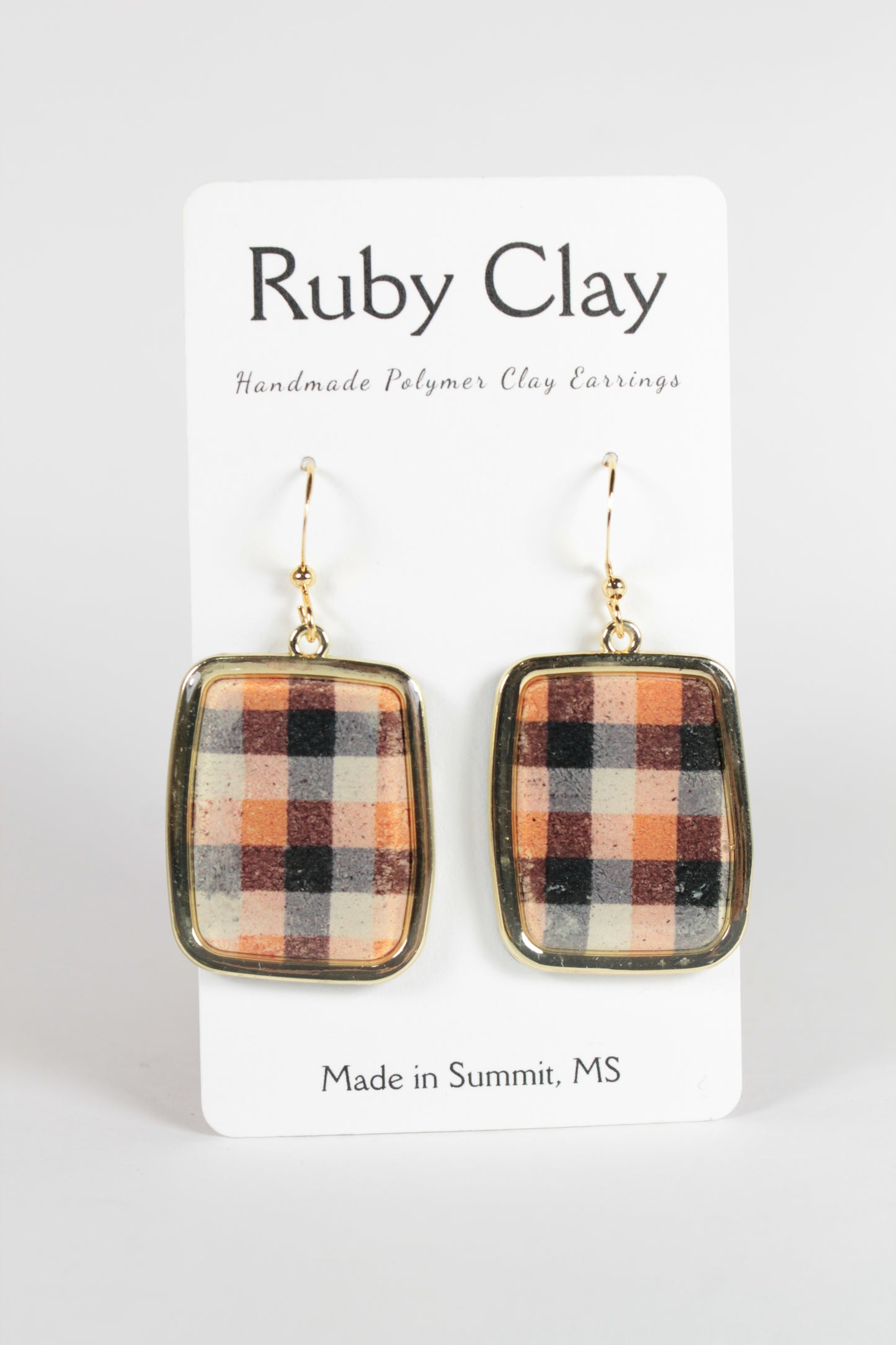 Black & Orange Plaid Dangles