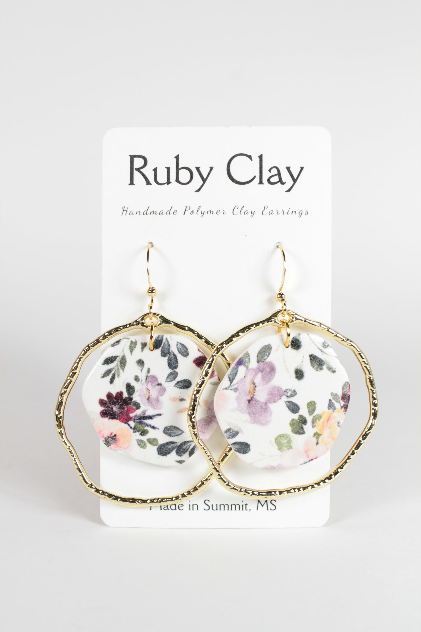 Purple Floral w/Gold Dangles