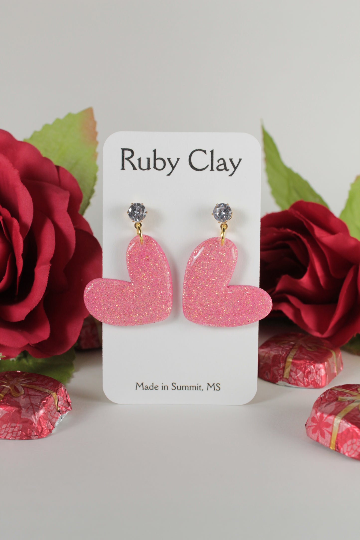 Pink Glitter Hearts w/ Diamond