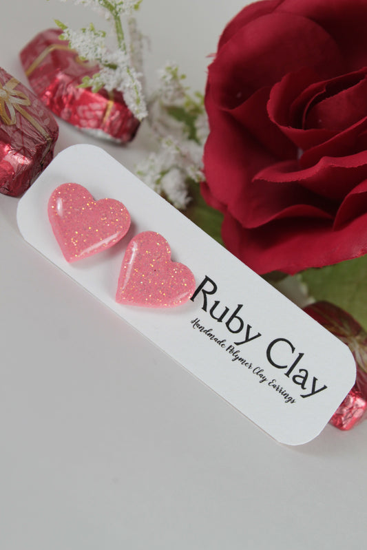 Glitter Heart Studs Large (2 colors)