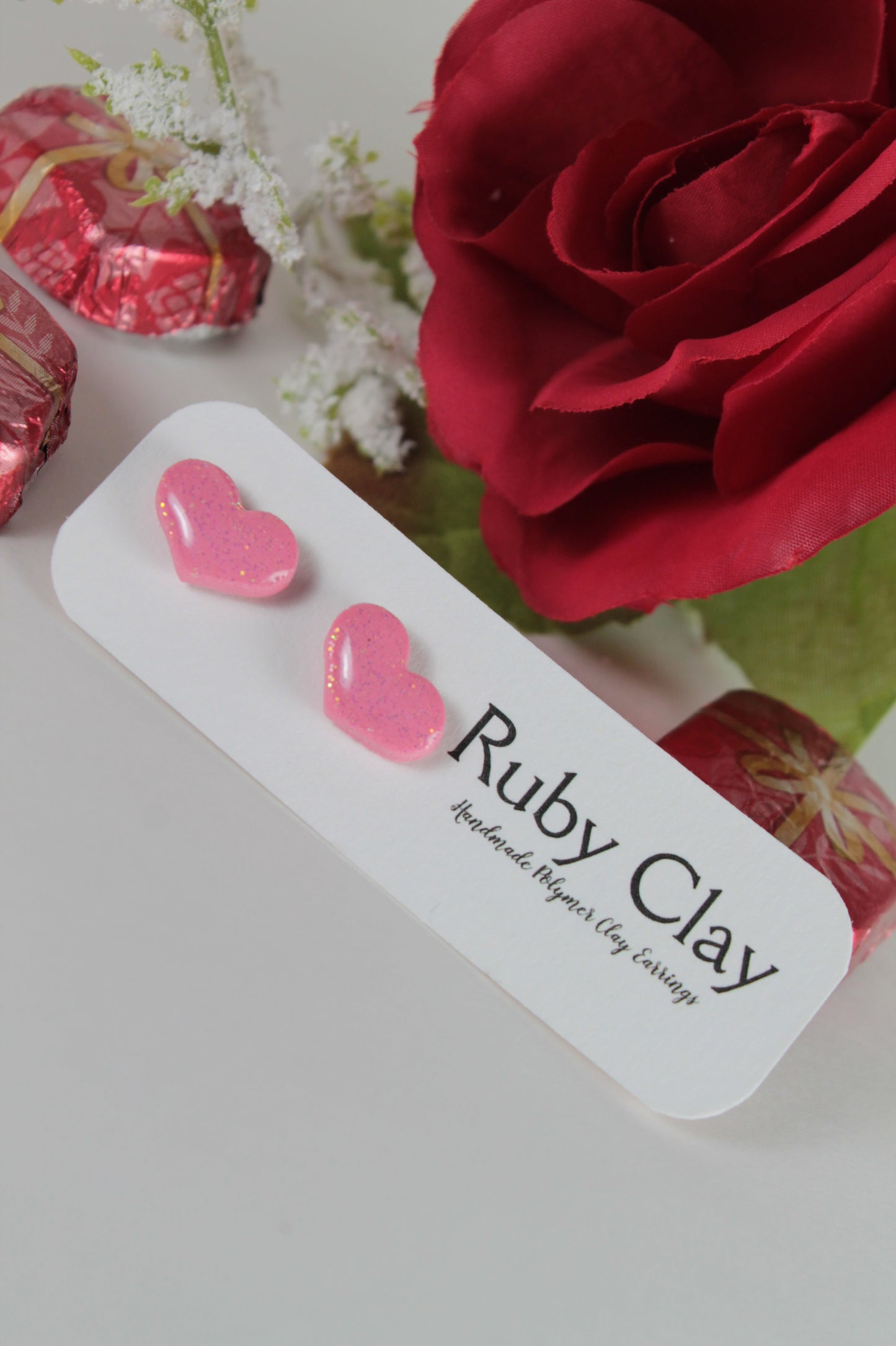 Glitter Heart Studs Small (2 colors)