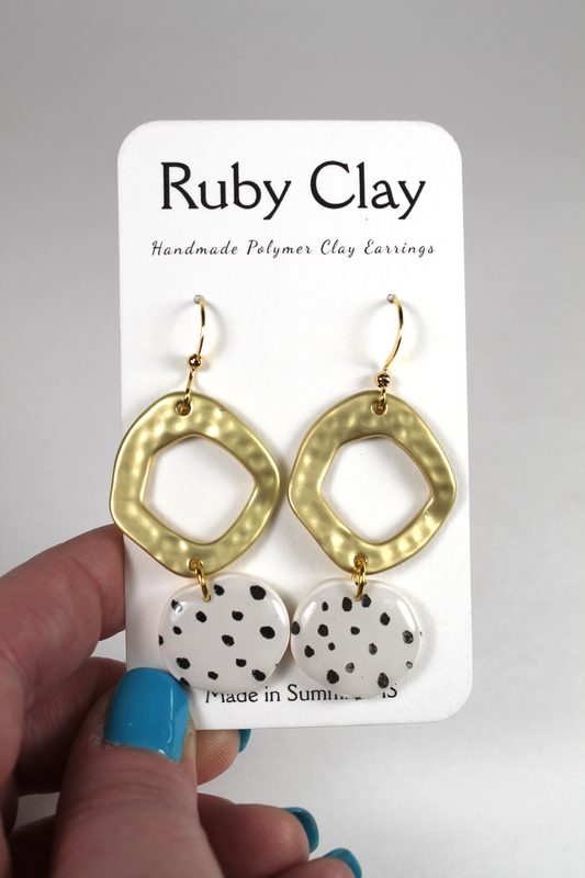 Funky Polka Dot Gold Dangles