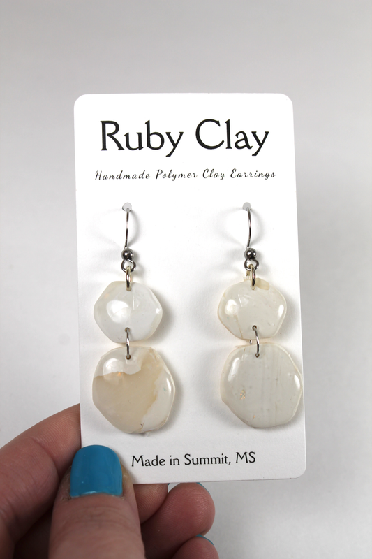 Opal & Cream Circle Dangle