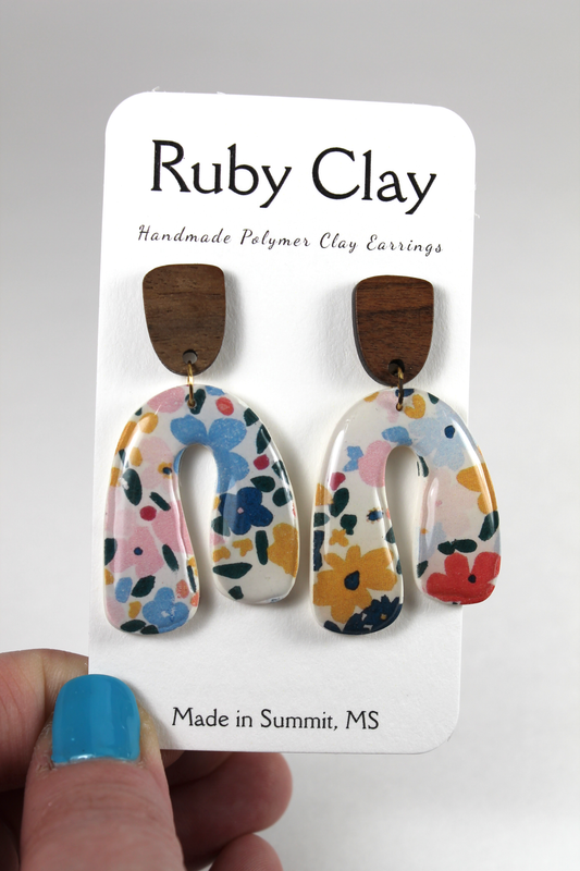 Floral Patterned Arc Dangles