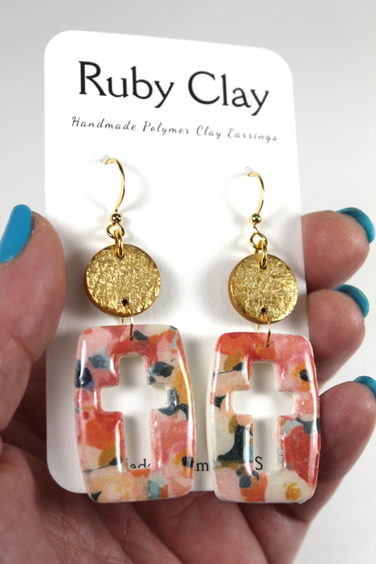 Holey Cross w/ Floral Pattern & Gold