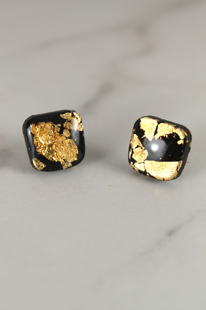 Black and Gold Marbled Studs