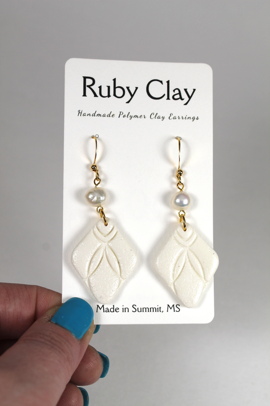 Embossed Pearl Dangles