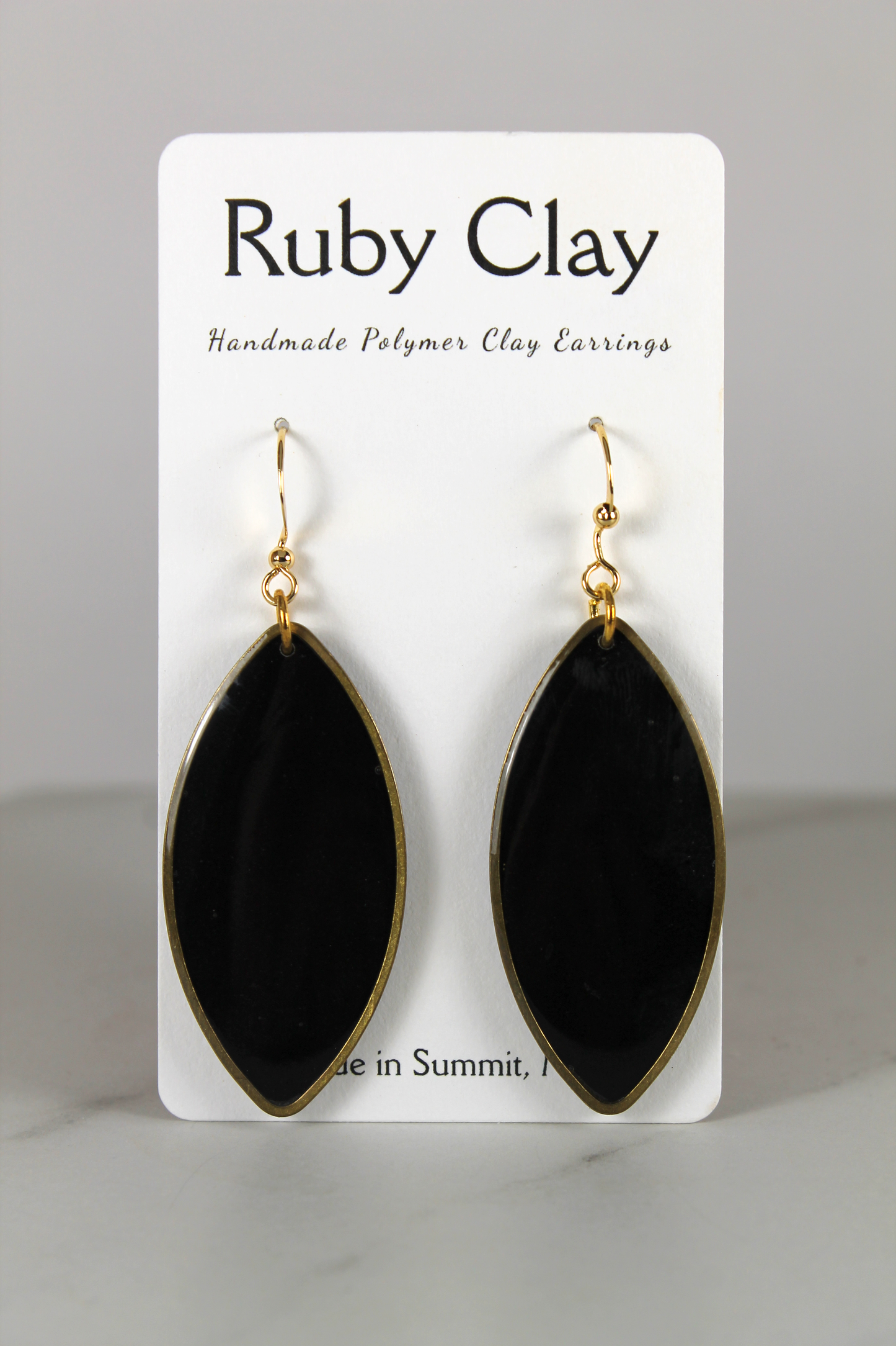 Golden Bezel Black Oval Dangles