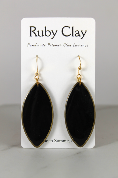 Golden Bezel Black Oval Dangles