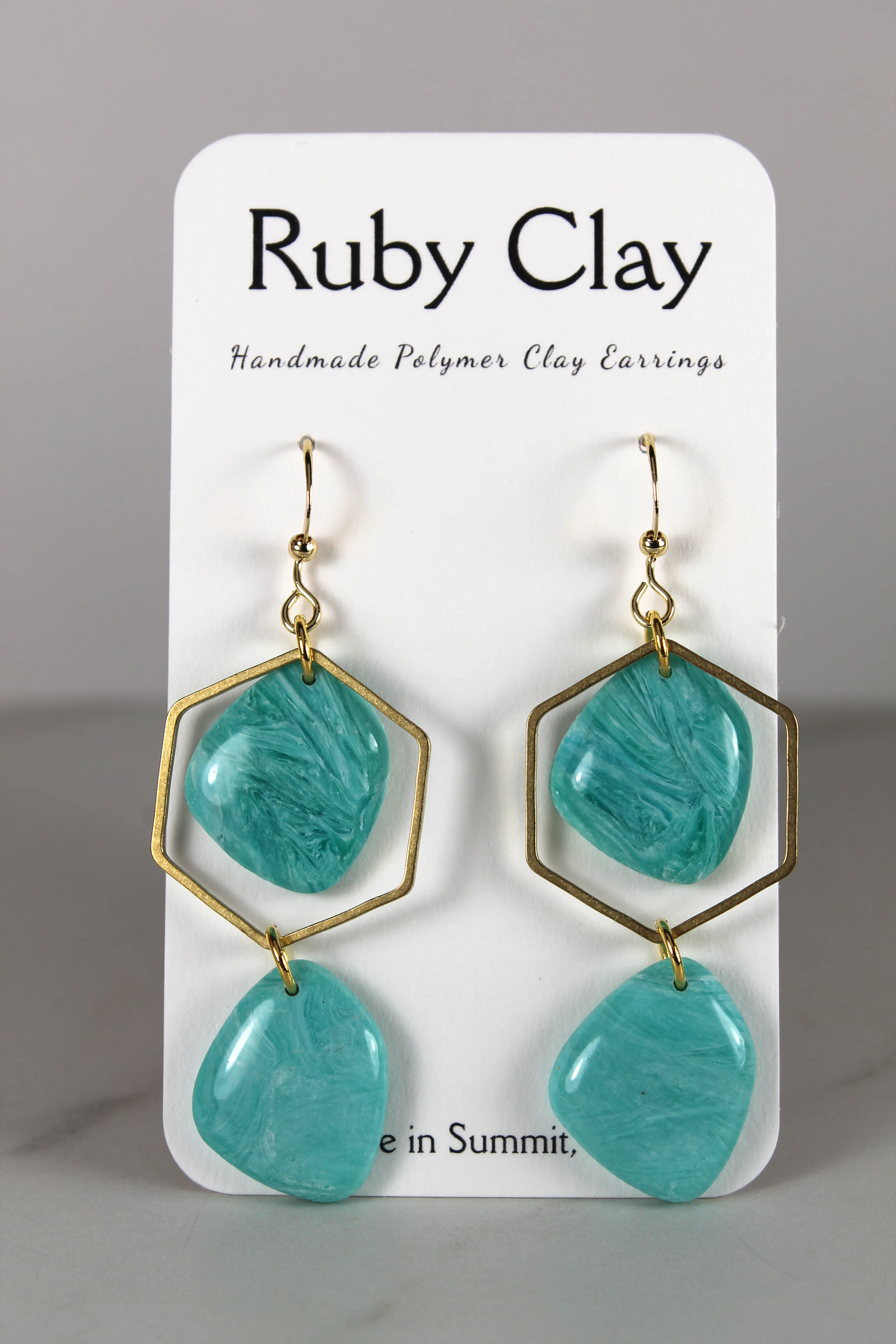 Hexagonal Gold Ocean Dangles