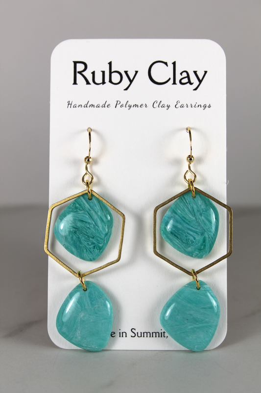 Hexagonal Gold Ocean Dangles