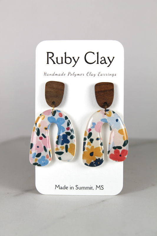 Floral Patterned Arc Dangles