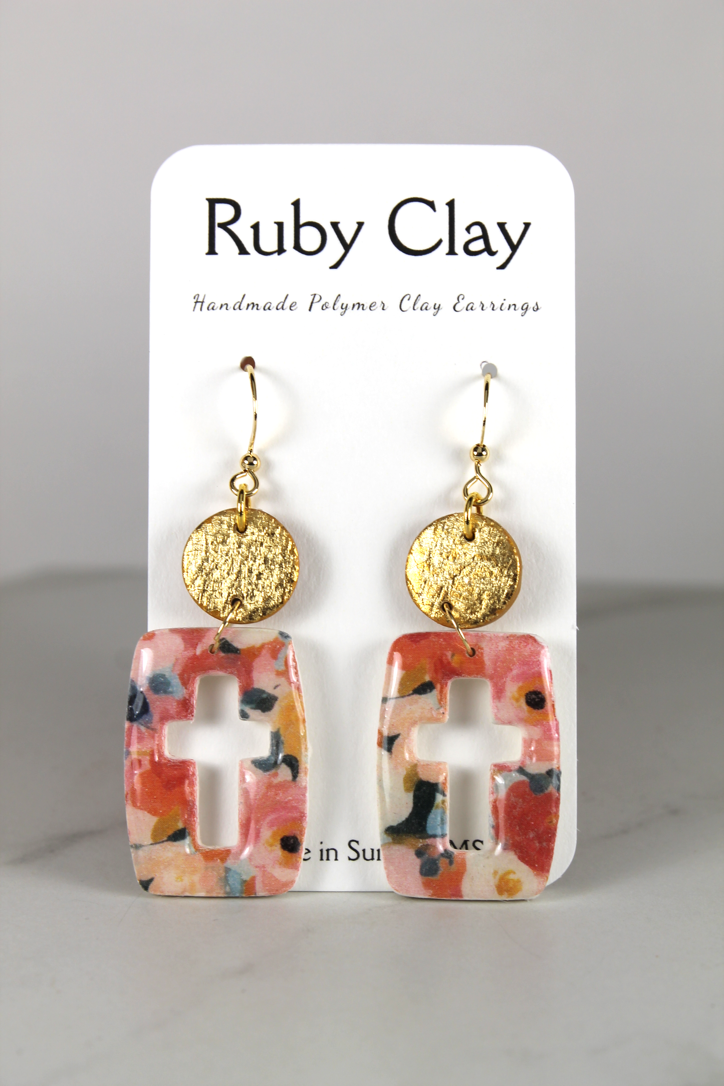 Holey Cross w/ Floral Pattern & Gold