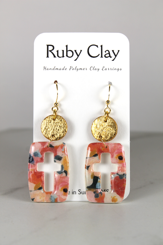 Holey Cross w/ Floral Pattern & Gold