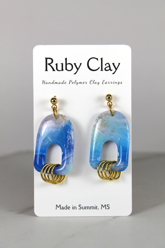 Ocean Gemstone w/ Gold Hoops