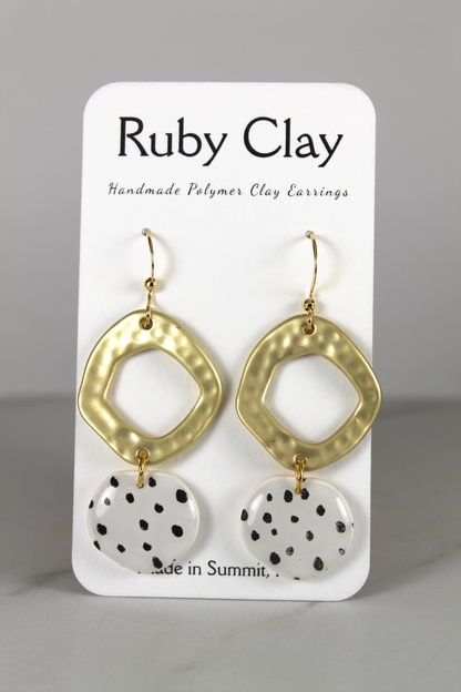 Funky Polka Dot Gold Dangles