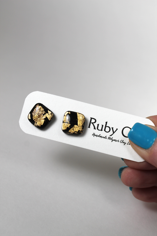 Black and Gold Marbled Studs