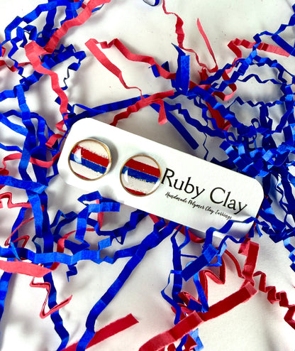 Red White & Blue Bezeled Studs