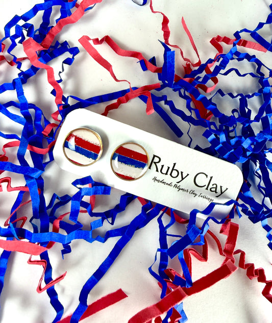 Red White & Blue Bezeled Studs