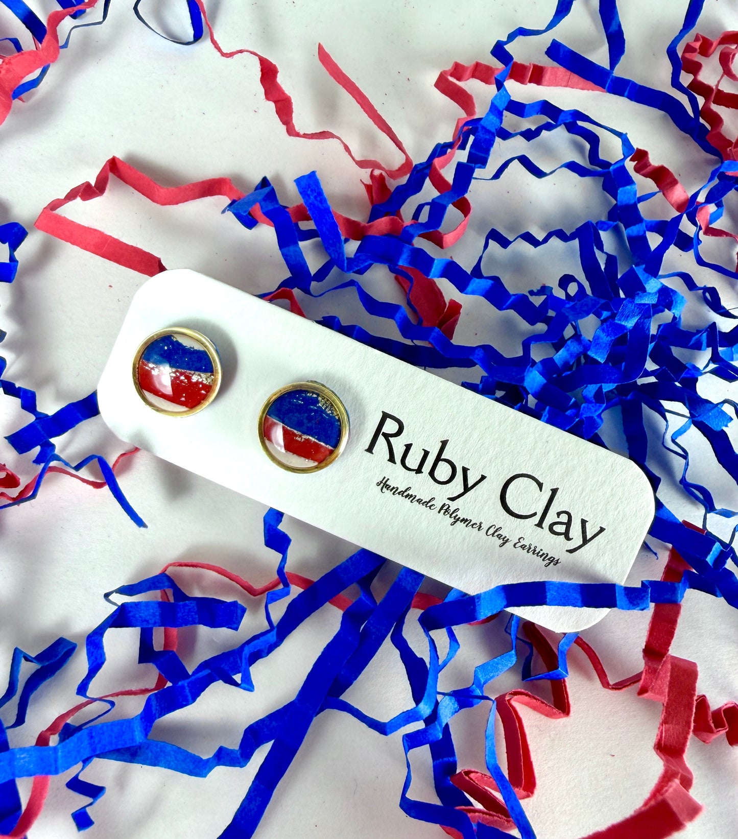 Red White & Blue Bezeled Studs