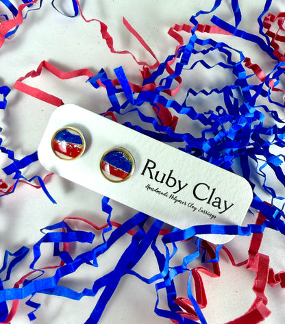 Red White & Blue Bezeled Studs