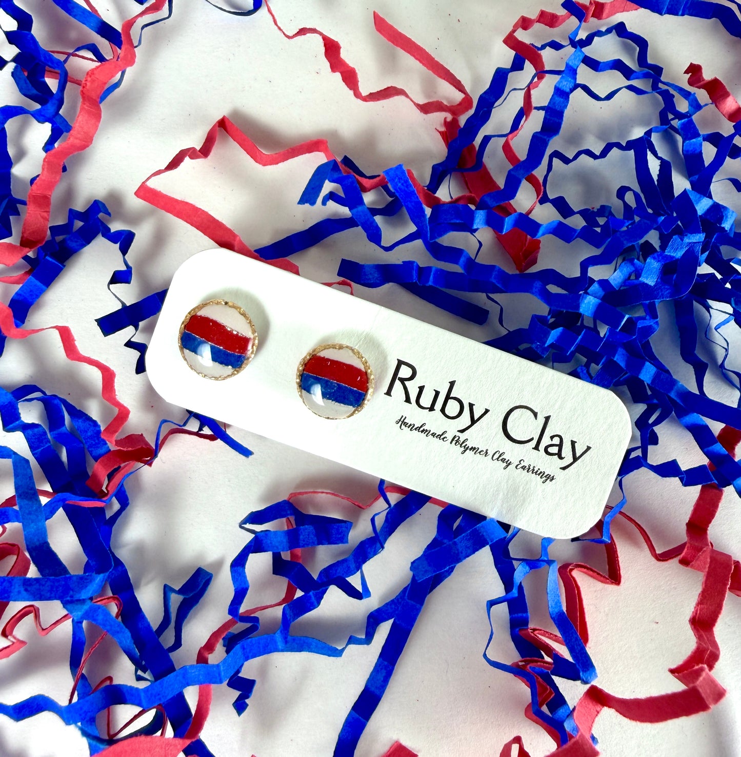 Red White & Blue Bezeled Studs