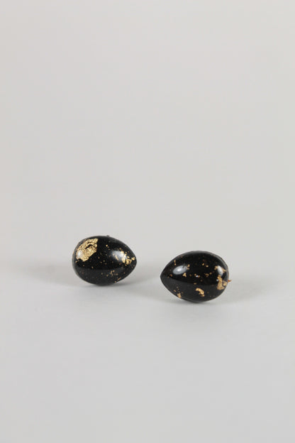 Black and Gold Teardrop Studs