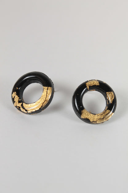 Black and Gold Donut Studs