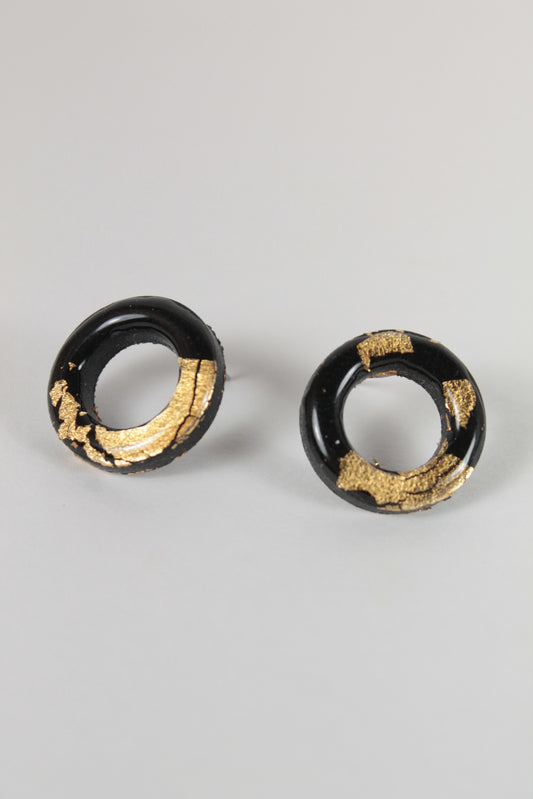 Black and Gold Donut Studs
