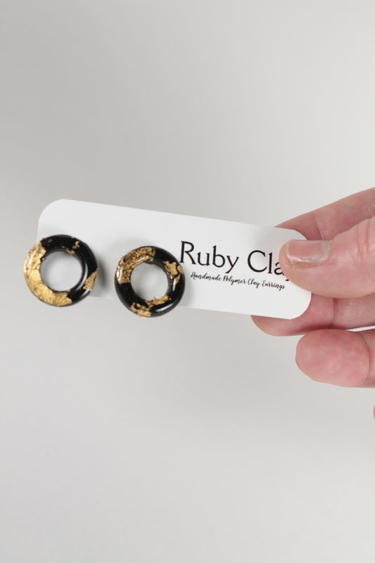 Black and Gold Donut Studs