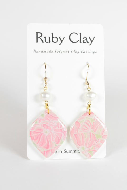 Pink Floral Lauren Dangles