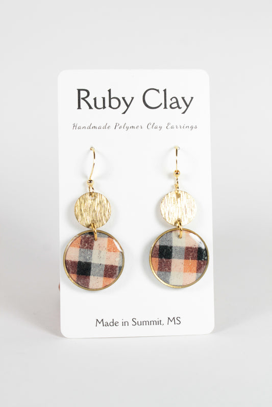 Plaid Circle Dangles