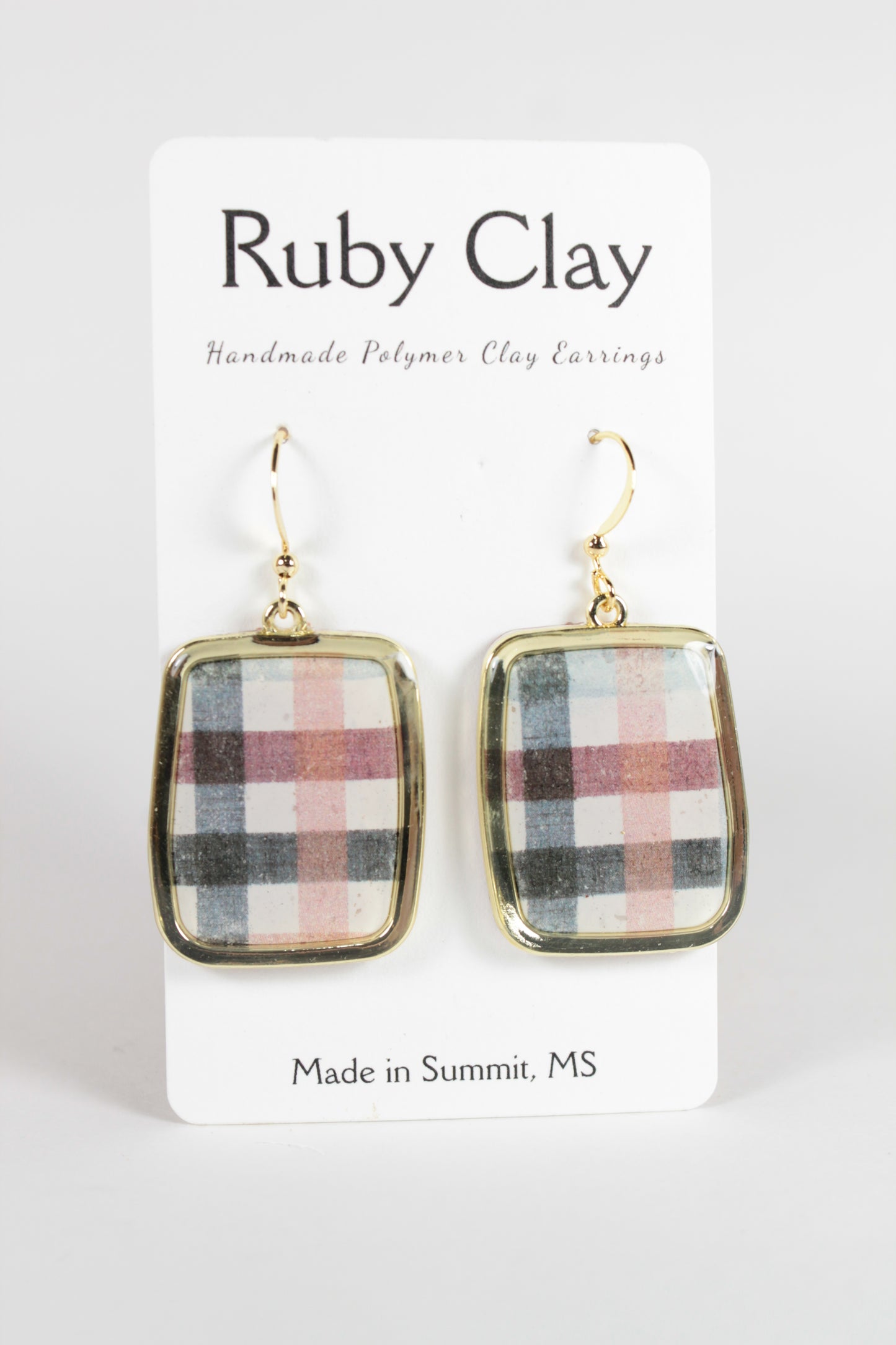 Maroon & Navy Plaid Dangles