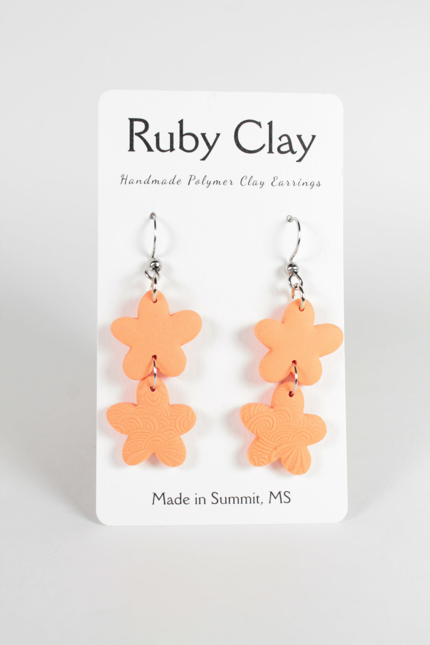 Neon Orange Flower Dangles