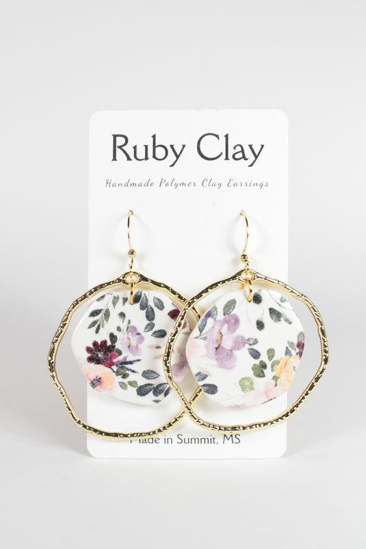 Purple Floral w/Gold Dangles