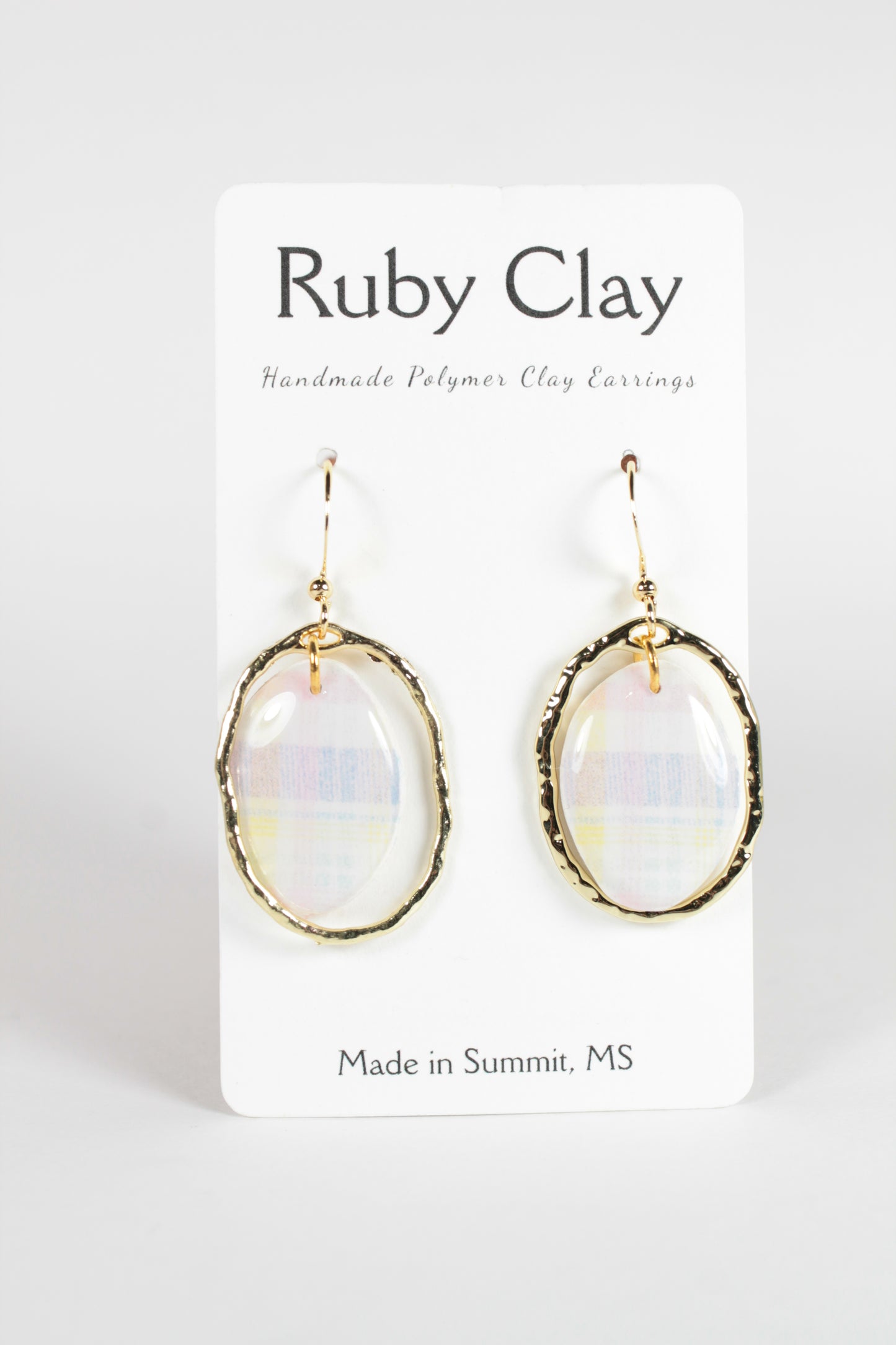 Pastel Plaid w/Gold Dangles