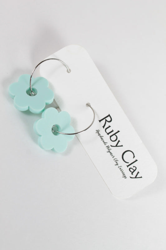 Mint Green Acrylic Flower Hoops