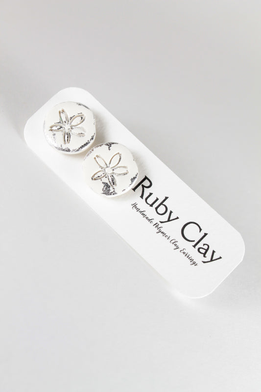 Silver Sand Dollar Studs
