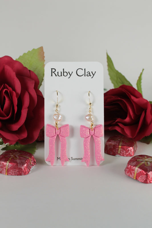 Pink Bows w/Pearls