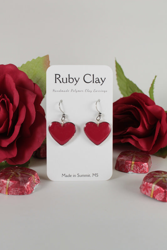 Silver Bezeled Red Hearts