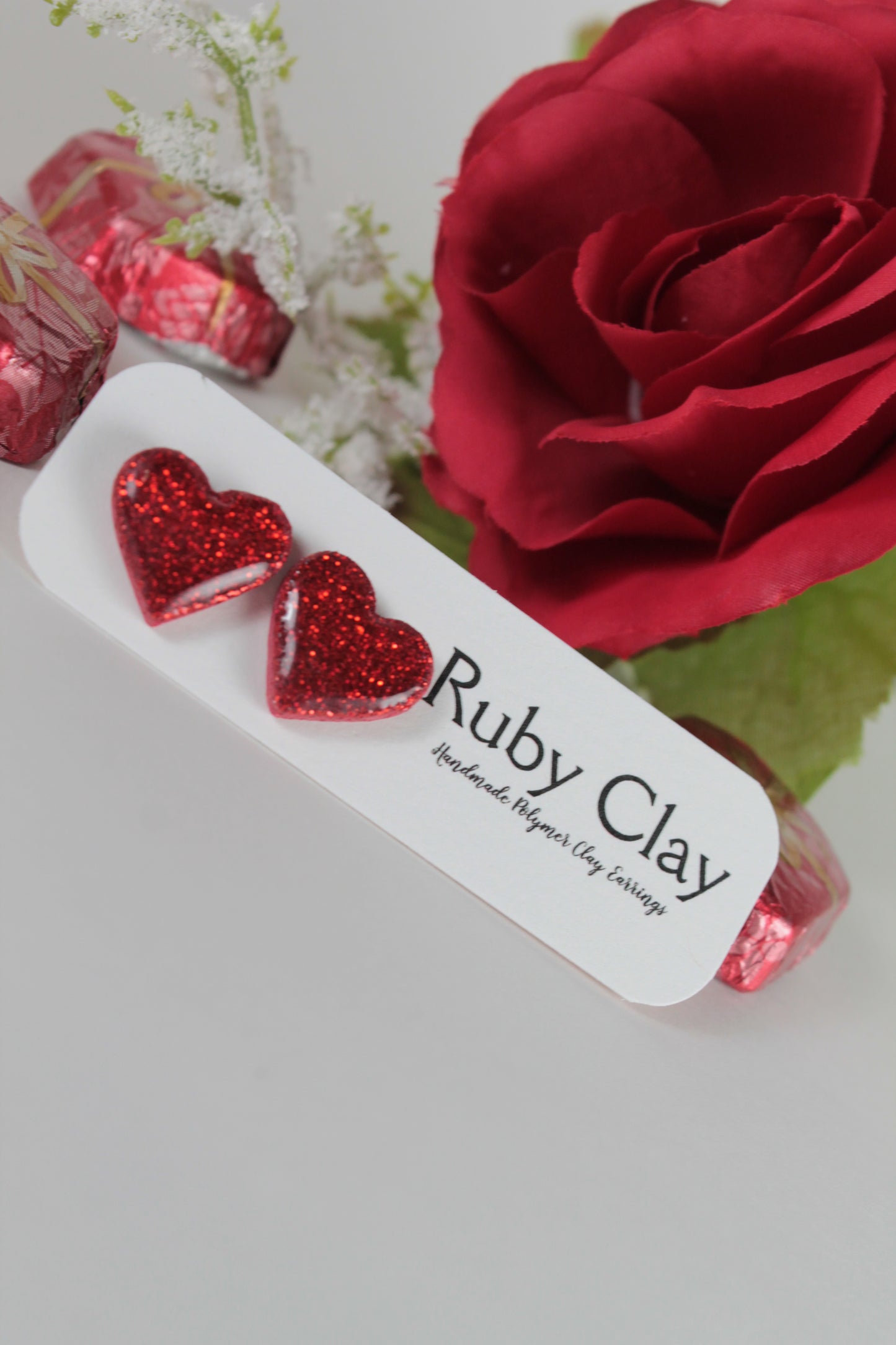 Glitter Heart Studs Large (2 colors)