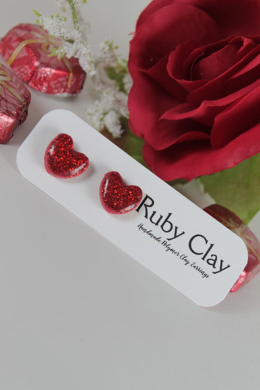 Glitter Heart Studs Small (2 colors)